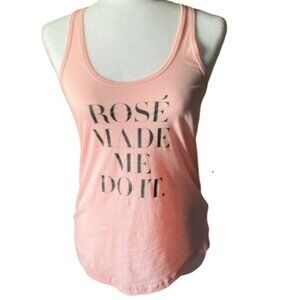 CHRLDR Womens Light Weight 'Rose` Made Me Do It'  Graphic Tank Top-Pink-XS-NWT